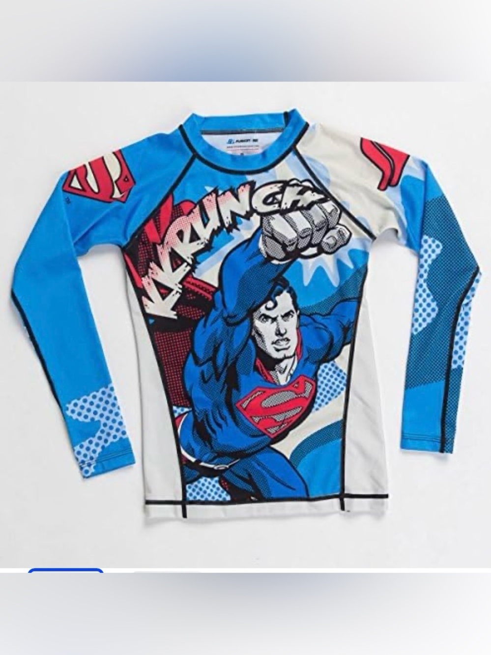 Superman Boys' Blue Long-Sleeve Rash Guard Swim Shirt - Licensed DC Apparel